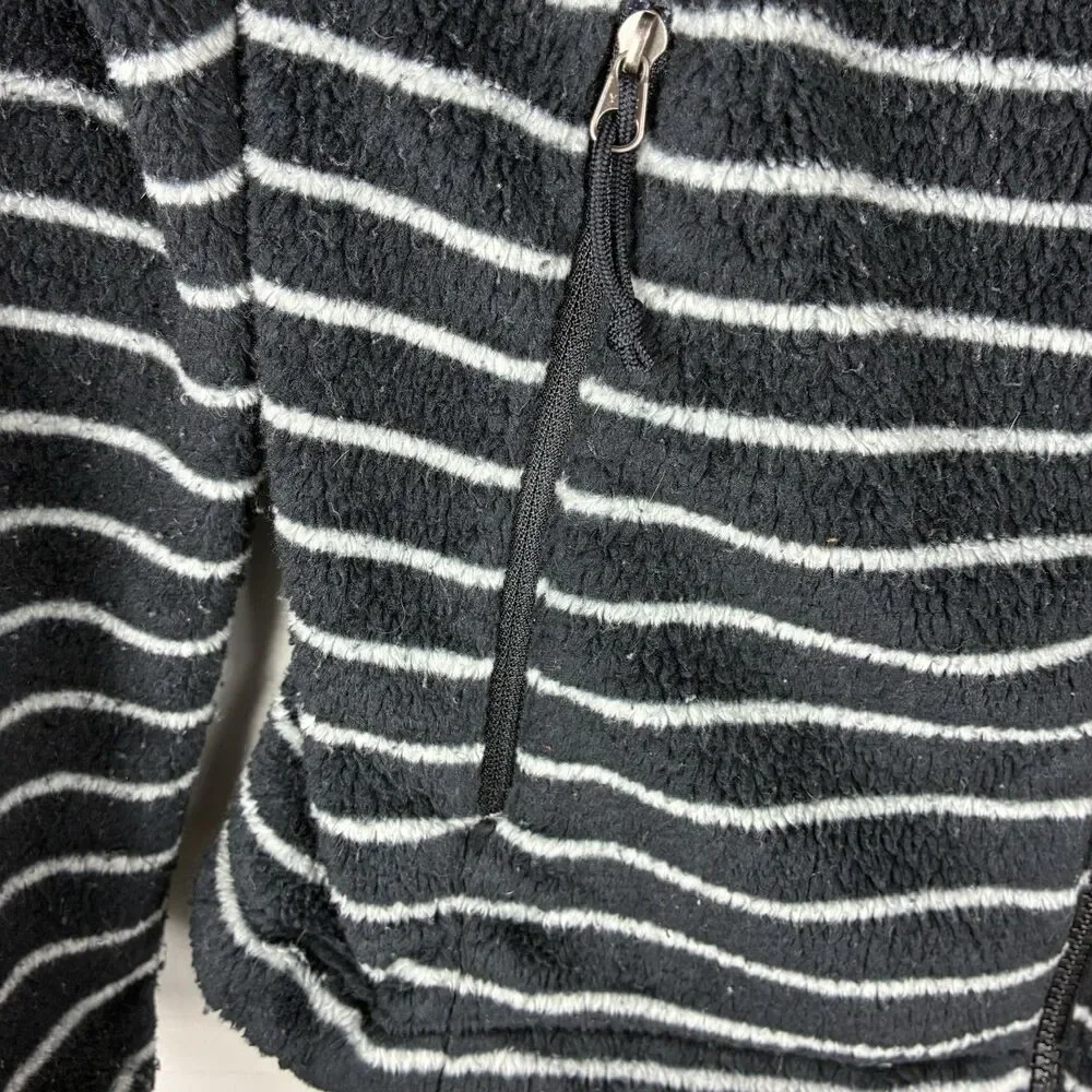 The North Face Womens Striped Fuzzy Fleece Black Full-Zip Jacket Sz S * PILLING - Picture 3 of 11